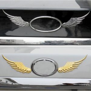 Decal dán xe ô tô 3D đôi cánh thiên thần kim loại